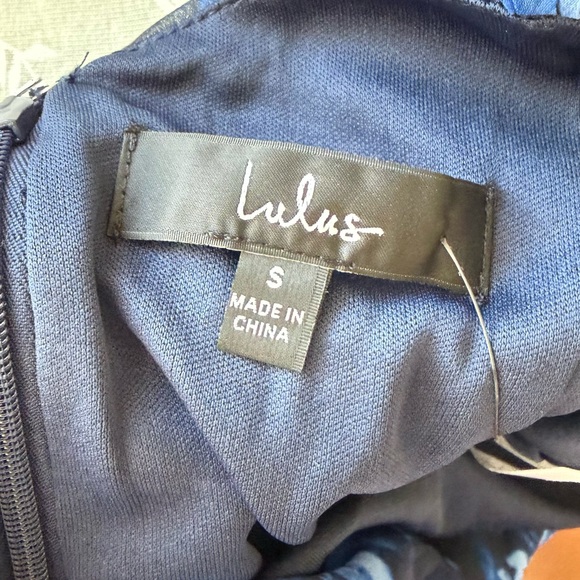 NWT Lulus Beautiful Persona Blue Floral Chiffon Cowl A-Line Midi Dress Small - Picture 9 of 9